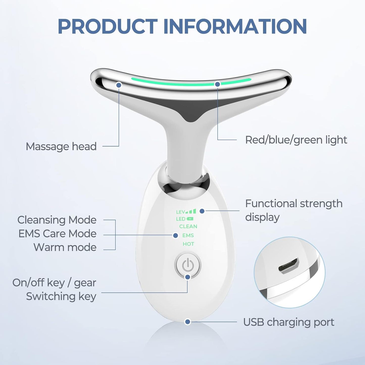 Anti Wrinkles Face Massager for Eye and Neck with 3 modes